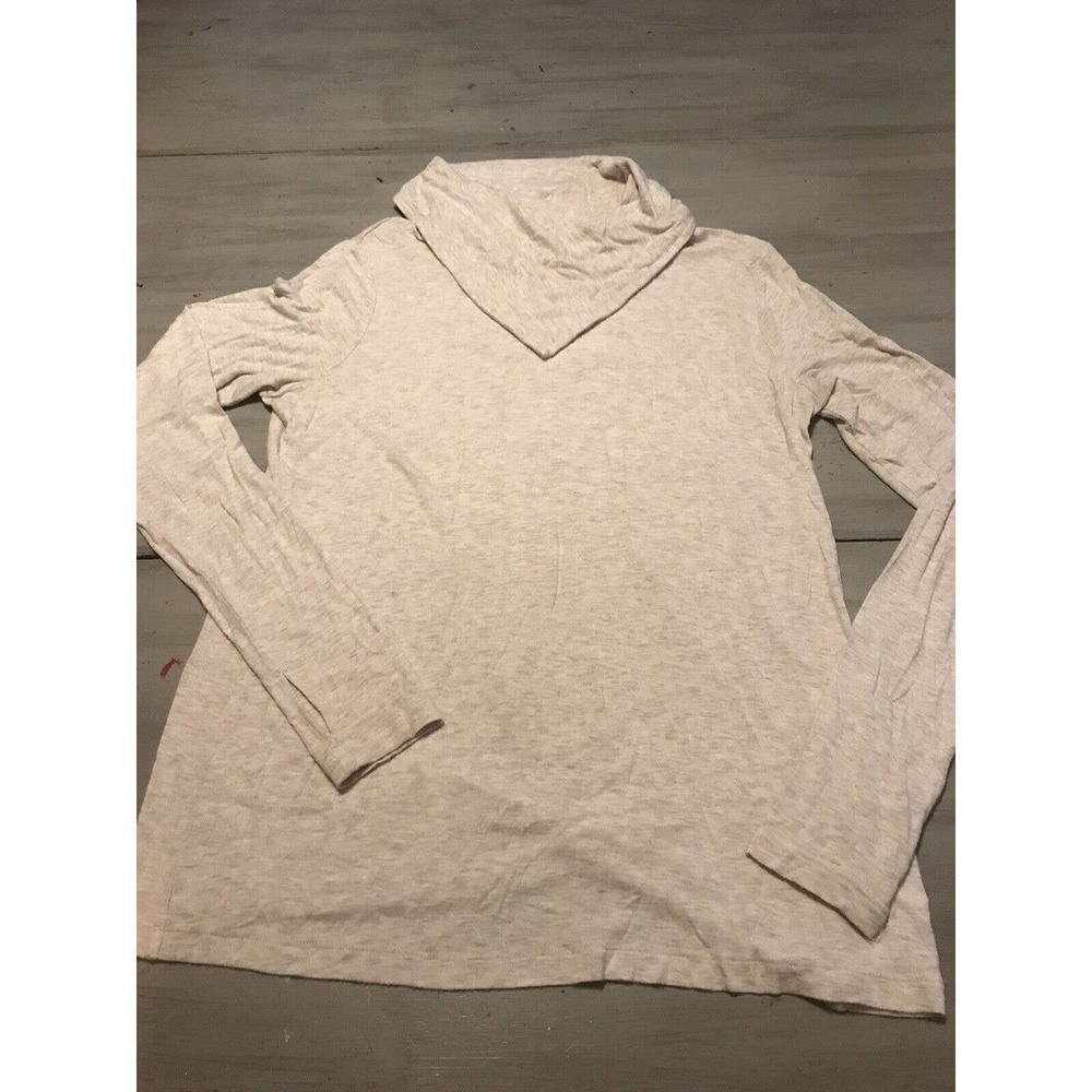Cabi Oatmeal Sawyer Top Cream Cowl Neck Long Sleeve 3226 Sz Medium Heathered